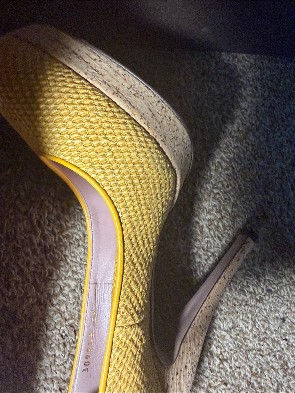 Gucci Bright Yellow Woven Round-Toe Pumps - Picture 5 of 5